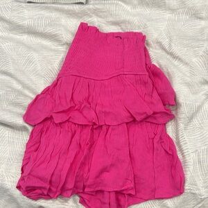 Pink ruffle mini skirt